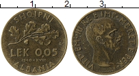 Продать Монеты Албания 0,05 лек 1940 Медно-никель