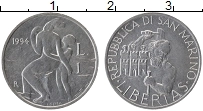 Продать Монеты Сан-Марино 1 лира 1994 Алюминий