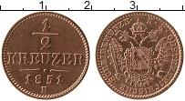 Продать Монеты Австрия 1/2 крейцера 1851 Медь