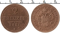 Продать Монеты Австрия 2 крейцера 1851 Медь
