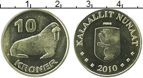 Продать Монеты Гренландия 10 крон 2010 Латунь