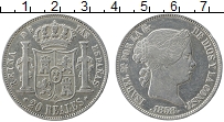 Продать Монеты Испания 20 реалов 1858 Серебро