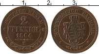 Продать Монеты Саксония 2 пфеннига 1864 Медь