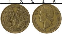 Продать Монеты Западная Африка 25 франков 1956 Медь