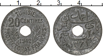 Продать Монеты Тунис 20 сантим 1945 Цинк