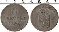 Продать Монеты Гессен 6 крейцеров 1854 Серебро