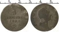 Продать Монеты Баден 3 крейцера 1834 Серебро