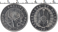 Продать Монеты Джибути 5 франков 1991 Алюминий