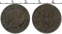 Продать Монеты Ватикан 1/2 сольдо 1867 Медь