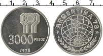Продать Монеты Аргентина 3000 песо 1977 Серебро