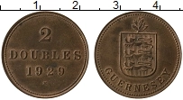 Продать Монеты Гернси 2 дубля 1929 Медь