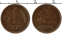 Продать Монеты Литва 1 цент 1936 Бронза