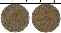 Продать Монеты Шаумбург-Липпе 2 пфеннига 1849 Медь