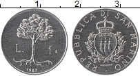 Продать Монеты Сан-Марино 1 лира 1987 Алюминий