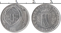 Продать Монеты Сан-Марино 1 лира 1981 Алюминий