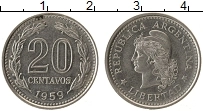 Продать Монеты Аргентина 20 сентаво 1959 Сталь покрытая никелем
