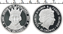 Продать Монеты Теркc и Кайкос 20 крон 2002 Серебро