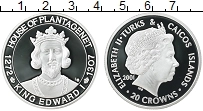Продать Монеты Теркc и Кайкос 20 крон 2001 Серебро