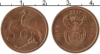 Продать Монеты ЮАР 5 центов 2007 сталь с медным покрытием