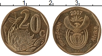 Продать Монеты ЮАР 20 центов 2007 сталь с медным покрытием