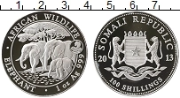 Продать Монеты Сомали 100 шиллингов 2013 Серебро