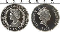 Продать Монеты Олдерни 5 фунтов 2001 Серебро