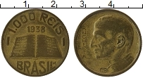 Продать Монеты Бразилия 1000 рейс 1938 Латунь