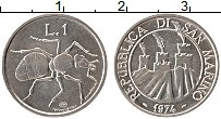 Продать Монеты Сан-Марино 1 лира 1974 Алюминий