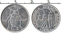 Продать Монеты Сан-Марино 2 лиры 1974 Алюминий