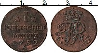 Продать Монеты Пруссия 1 пфенниг 1752 Медь