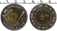 Продать Монеты Швейцария 5 франков 2001 Биметалл