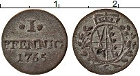 Продать Монеты Саксония 1 пфенниг 1765 
