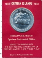 Продать Монеты Каймановы острова 25 долларов 1972 Серебро