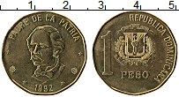 Продать Монеты Доминиканская республика 1 песо 1991 Латунь