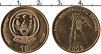 Продать Монеты Руанда 10 франков 2003 сталь покрытая латунью