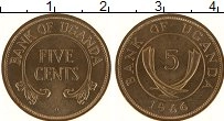 Продать Монеты Уганда 5 центов 1966 Медь