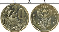Продать Монеты ЮАР 20 центов 2002 сталь с медным покрытием