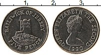Продать Монеты Остров Джерси 5 пенсов 1990 Медно-никель