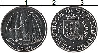 Продать Монеты Сан-Марино 1 лира 1989 Алюминий