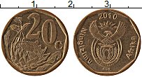 Продать Монеты ЮАР 20 центов 2010 сталь покрытая латунью