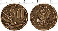Продать Монеты ЮАР 50 центов 2008 сталь с медным покрытием