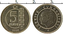 Продать Монеты Турция 5 куруш 2009 Латунь