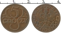 Продать Монеты Польша 5 грош 1939 Бронза