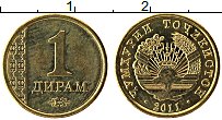 Продать Монеты Таджикистан 1 дирам 2011 сталь покрытая латунью