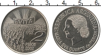 Продать Монеты Аргентина 2 песо 2002 Медно-никель