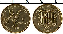 Продать Монеты Андорра 5 сентим 2003 Медь