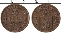 Продать Монеты Гессен-Кассель 3 хеллера 1865 Медь