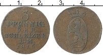 Продать Монеты Рейсс-Оберграйц 3 пфеннига 1816 Медь