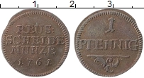 Продать Монеты Рейсс 1 пфенниг 1761 Медь