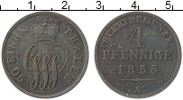 Продать Монеты Шаумбург-Липпе 4 пфеннига 1858 Медь